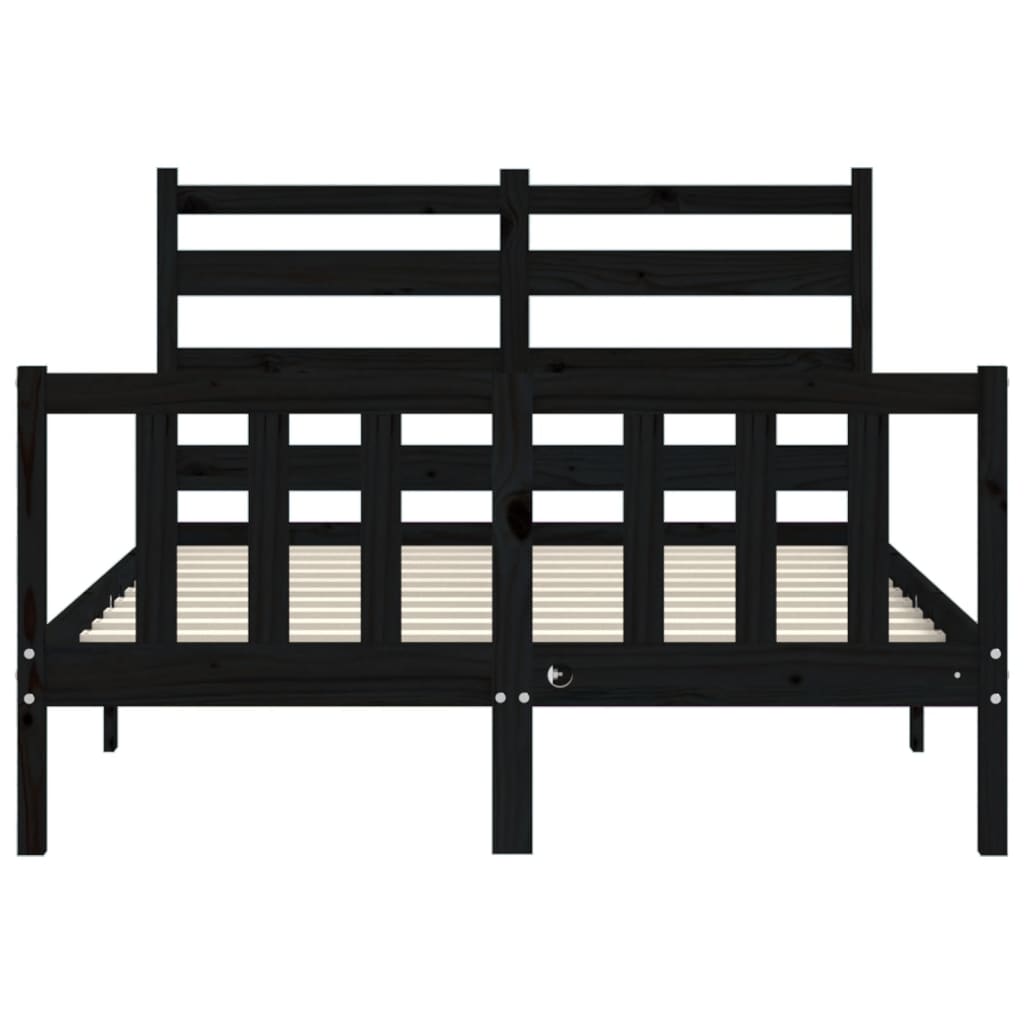 Cadre de lit sans matelas noir 140x190 cm bois de pin massif