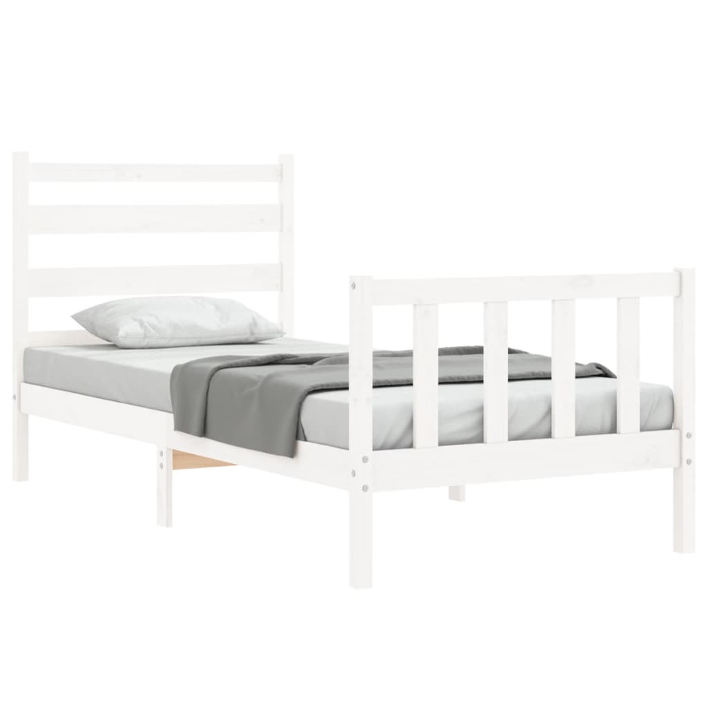 Cadre de lit sans matelas blanc 90x200 cm bois de pin massif