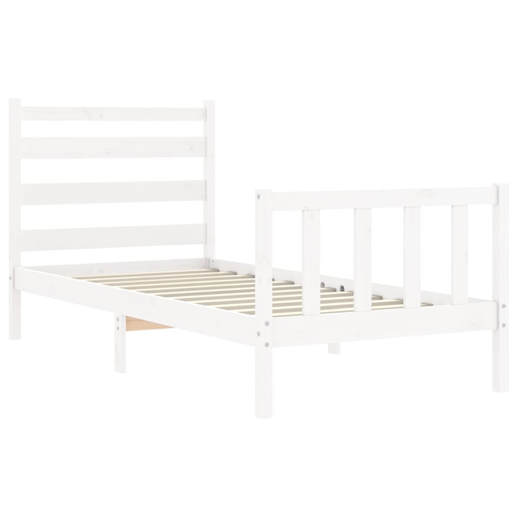 Cadre de lit sans matelas blanc 90x200 cm bois de pin massif