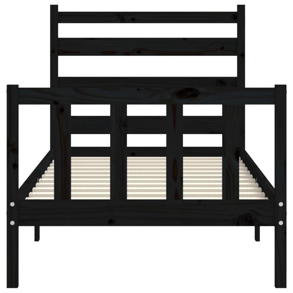 Cadre de lit sans matelas noir 90x200 cm bois de pin massif