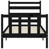 Cadre de lit sans matelas noir 90x200 cm bois de pin massif