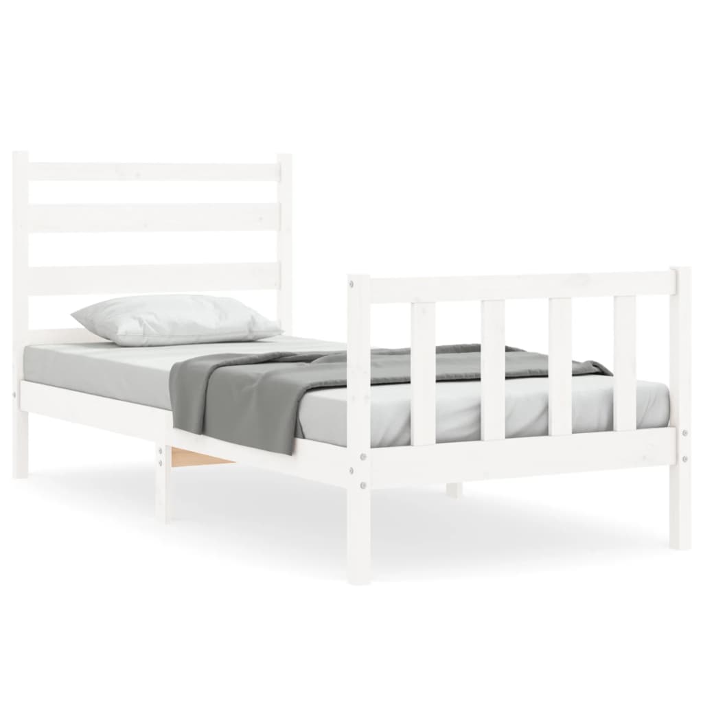 Cadre de lit sans matelas blanc 100x200 cm bois de pin massif