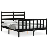 Cadre de lit sans matelas noir 120x200 cm bois de pin massif