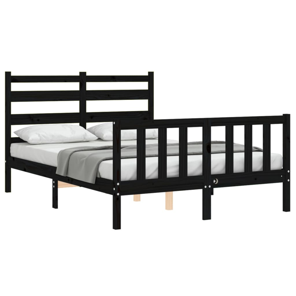 Cadre de lit sans matelas noir 120x200 cm bois de pin massif