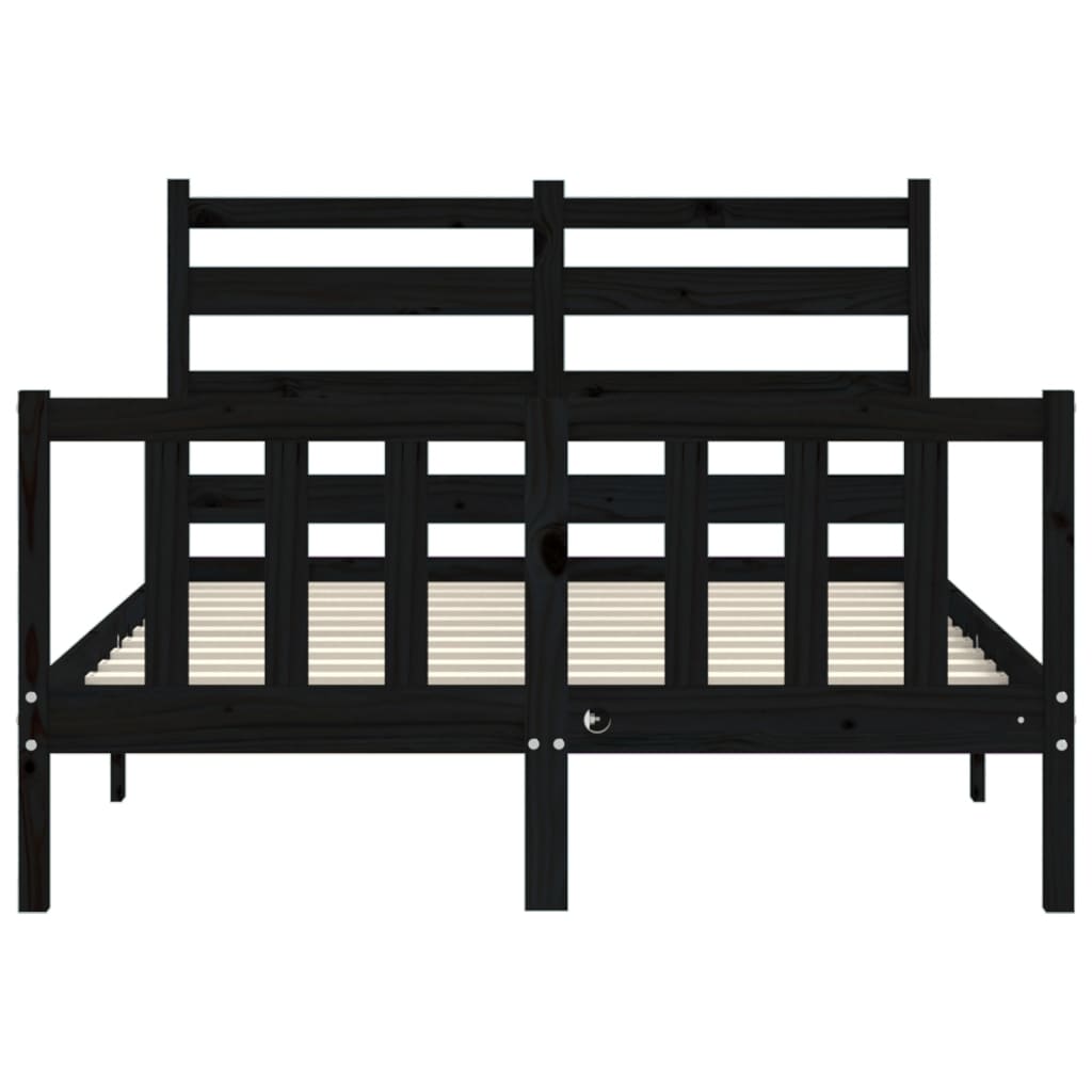 Cadre de lit sans matelas noir 120x200 cm bois de pin massif