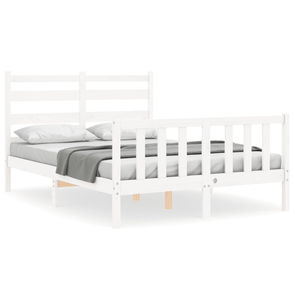 Cadre de lit sans matelas blanc 140x200 cm bois de pin massif