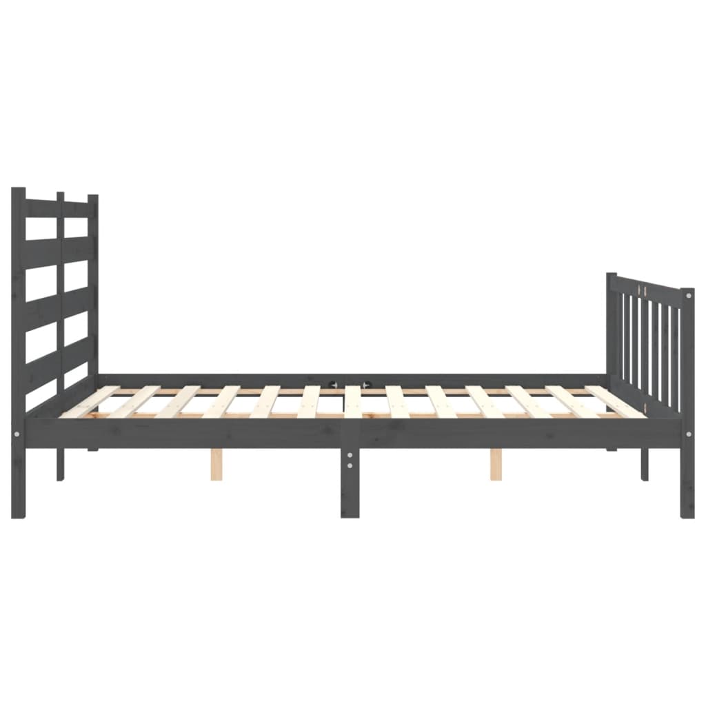 Cadre de lit sans matelas gris bois de pin massif