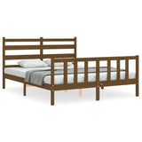 Cadre de lit sans matelas marron miel bois massif