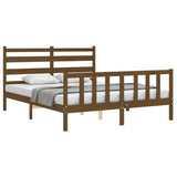 Cadre de lit sans matelas marron miel bois massif