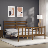 Cadre de lit sans matelas marron miel bois massif