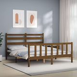 Cadre de lit sans matelas marron miel bois massif