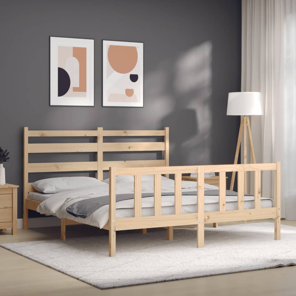 Bed frame without mattress 160x200 cm solid pine wood