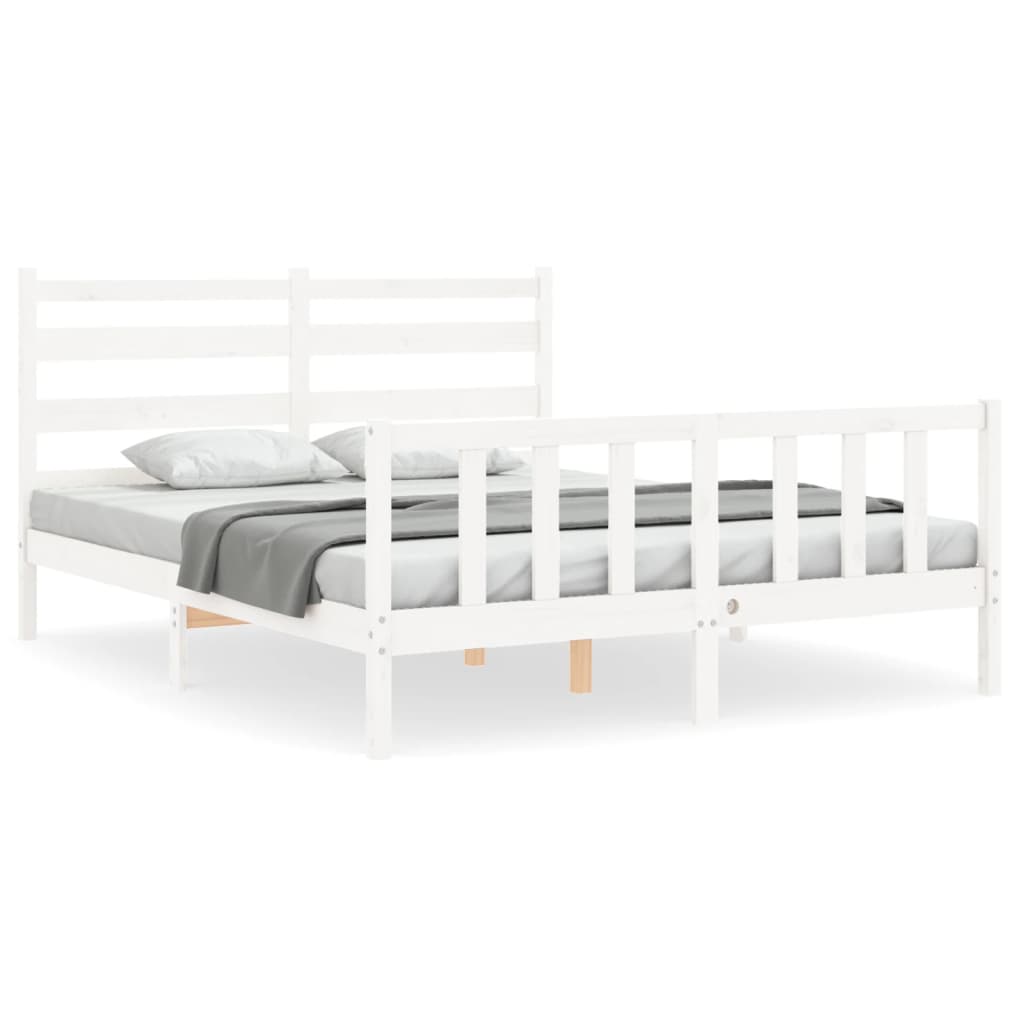 Cadre de lit sans matelas blanc 160x200 cm bois de pin massif