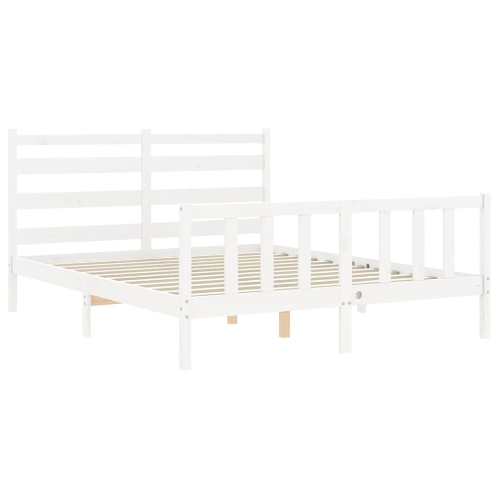 Cadre de lit sans matelas blanc 160x200 cm bois de pin massif