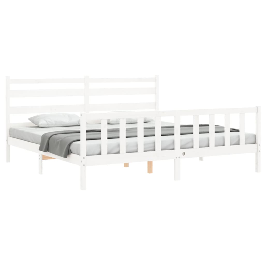 Cadre de lit sans matelas blanc 200x200 cm bois massif de pin