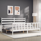 Cadre de lit sans matelas blanc 200x200 cm bois massif de pin