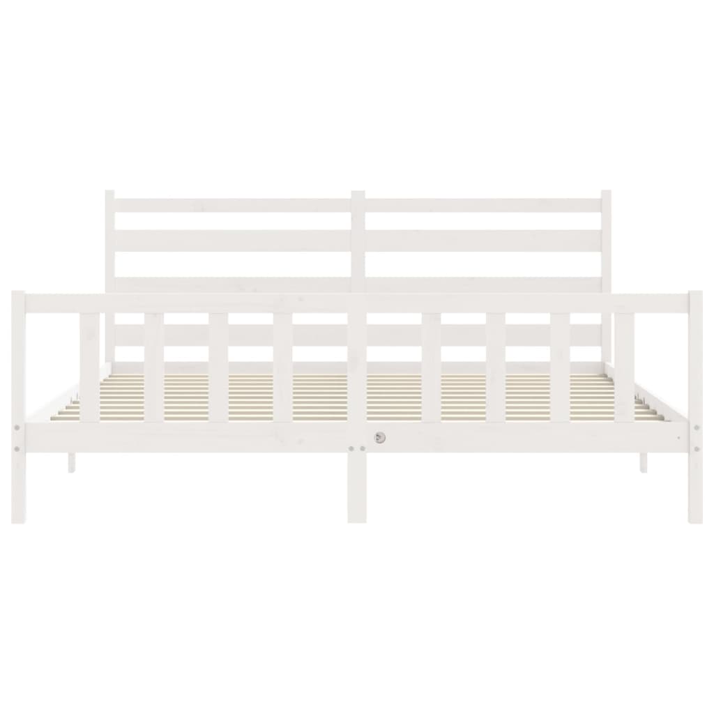 Cadre de lit sans matelas blanc 200x200 cm bois massif de pin