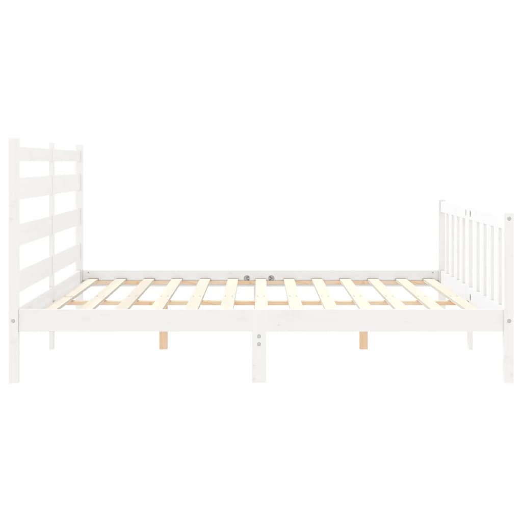 Cadre de lit sans matelas blanc 200x200 cm bois massif de pin