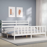 Cadre de lit sans matelas blanc 200x200 cm bois massif de pin