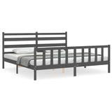 Cadre de lit sans matelas gris 200x200 cm bois massif de pin