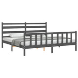 Cadre de lit sans matelas gris 200x200 cm bois massif de pin