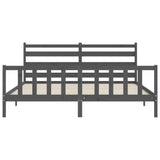 Cadre de lit sans matelas gris 200x200 cm bois massif de pin