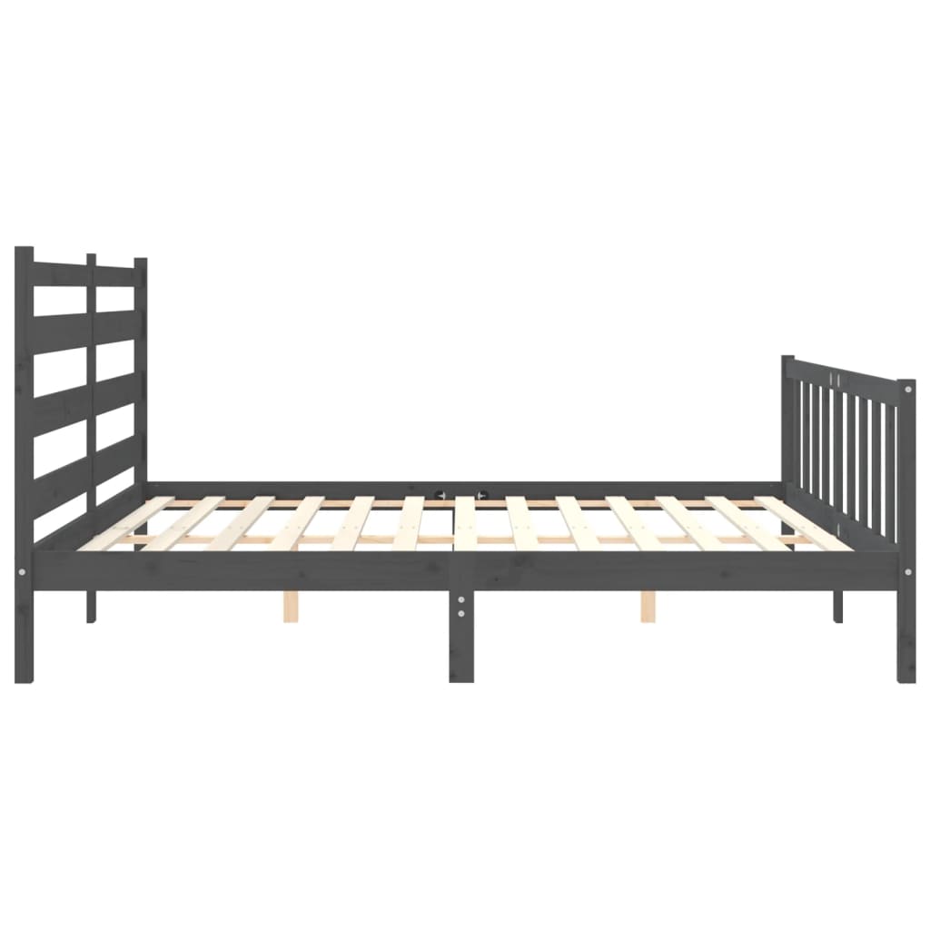 Cadre de lit sans matelas gris 200x200 cm bois massif de pin