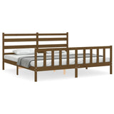 Cadre de lit sans matelas marron miel 200x200cm bois pin massif