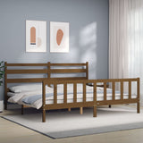 Cadre de lit sans matelas marron miel 200x200cm bois pin massif