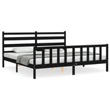 Cadre de lit sans matelas noir 200x200 cm bois massif de pin