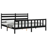 Cadre de lit sans matelas noir 200x200 cm bois massif de pin