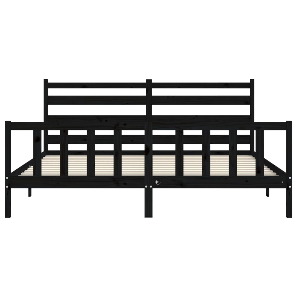 Cadre de lit sans matelas noir 200x200 cm bois massif de pin