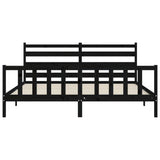 Cadre de lit sans matelas noir 200x200 cm bois massif de pin