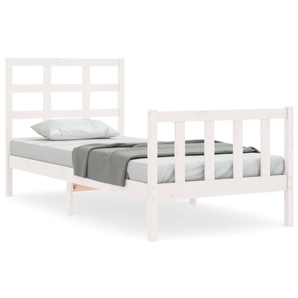 Cadre de lit sans matelas blanc bois de pin massif