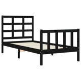 Cadre de lit sans matelas noir 90x190 cm bois de pin massif