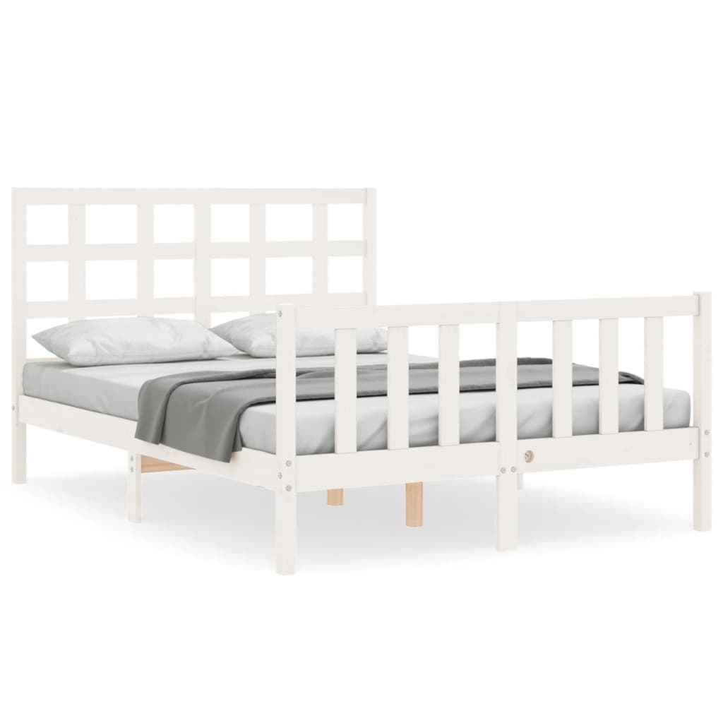 Cadre de lit sans matelas blanc bois de pin massif