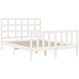 Cadre de lit sans matelas blanc bois de pin massif