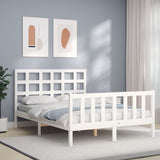 Cadre de lit sans matelas blanc bois de pin massif