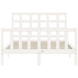 Cadre de lit sans matelas blanc bois de pin massif