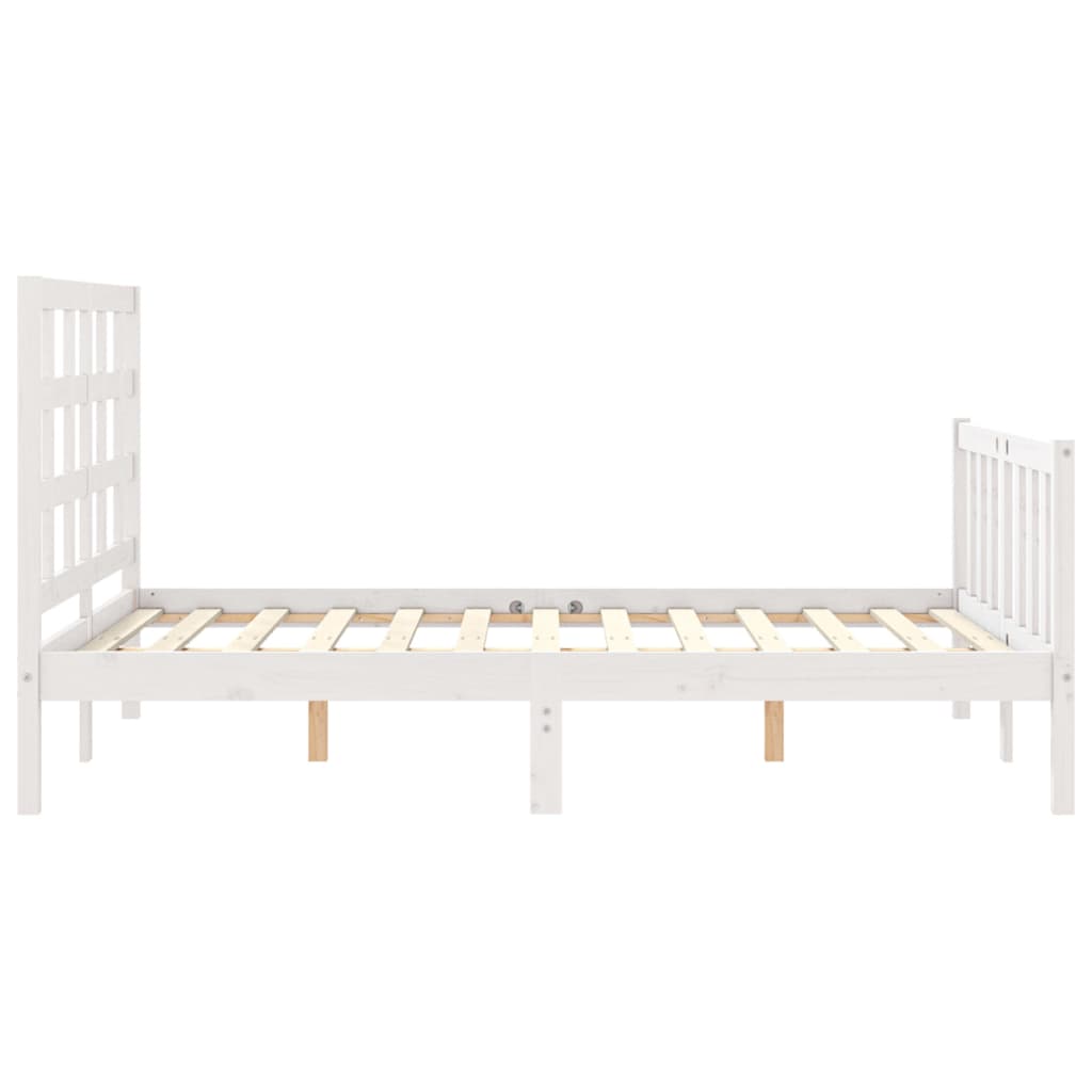 Cadre de lit sans matelas blanc bois de pin massif