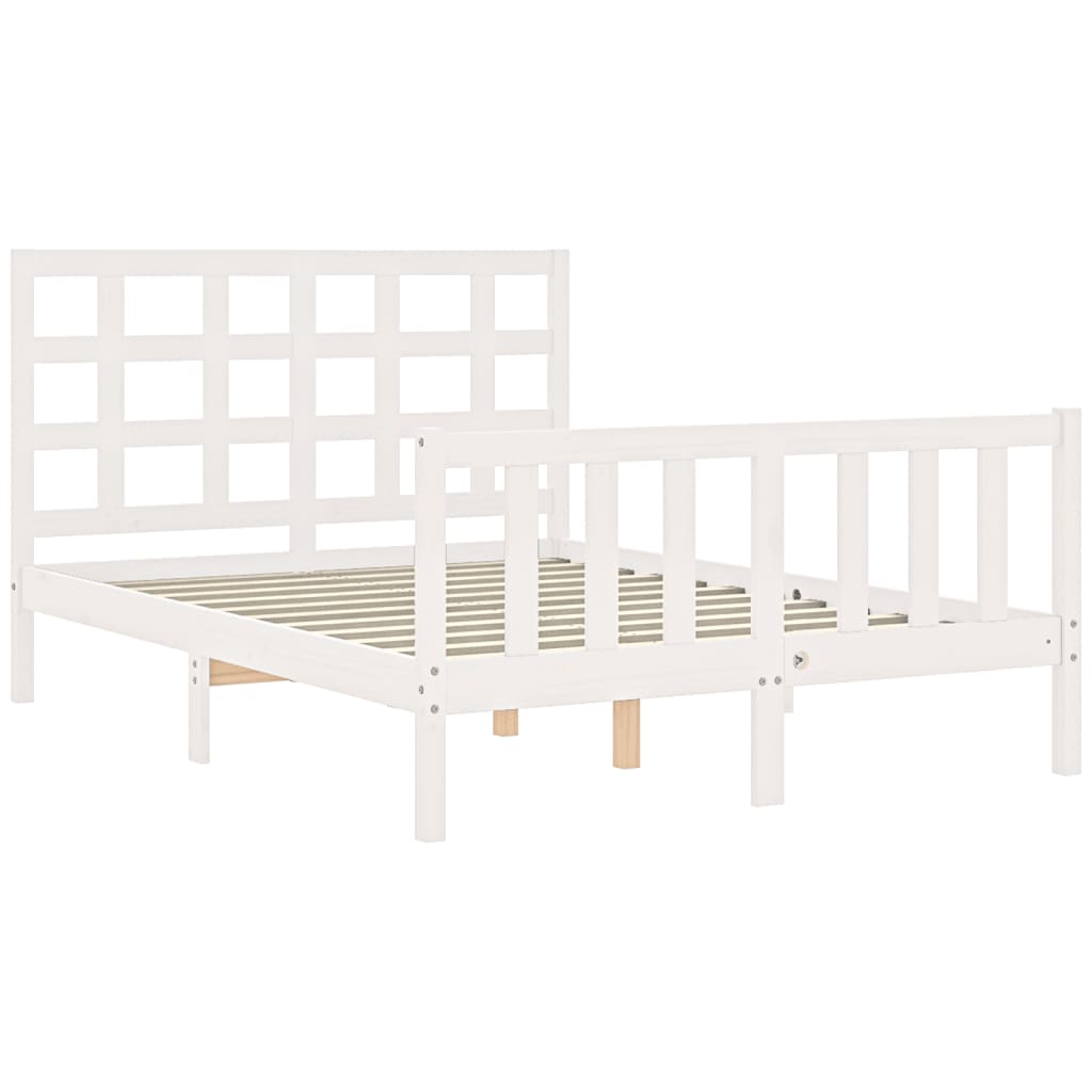 Cadre de lit sans matelas blanc 140x190 cm bois de pin massif