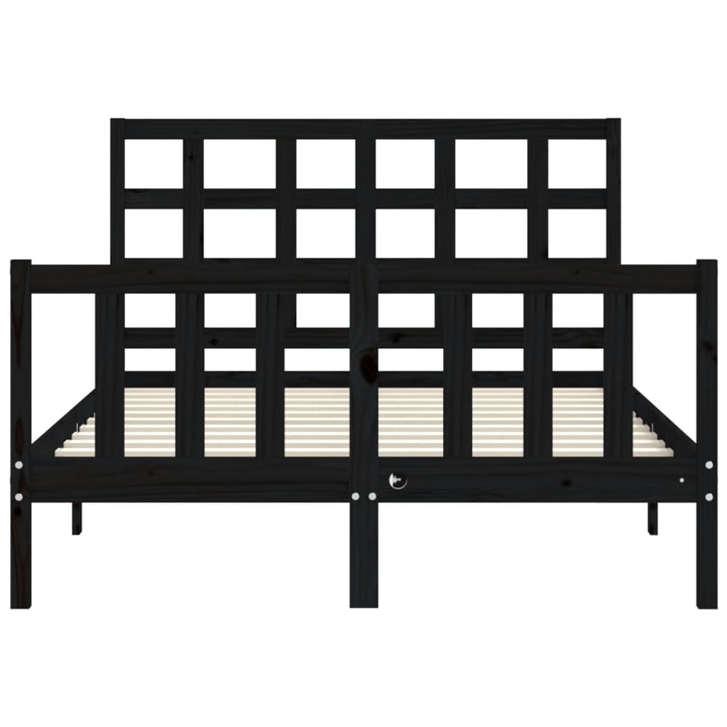 Cadre de lit sans matelas noir 140x190 cm bois de pin massif