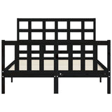 Cadre de lit sans matelas noir 140x190 cm bois de pin massif