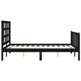 Cadre de lit sans matelas noir 140x190 cm bois de pin massif