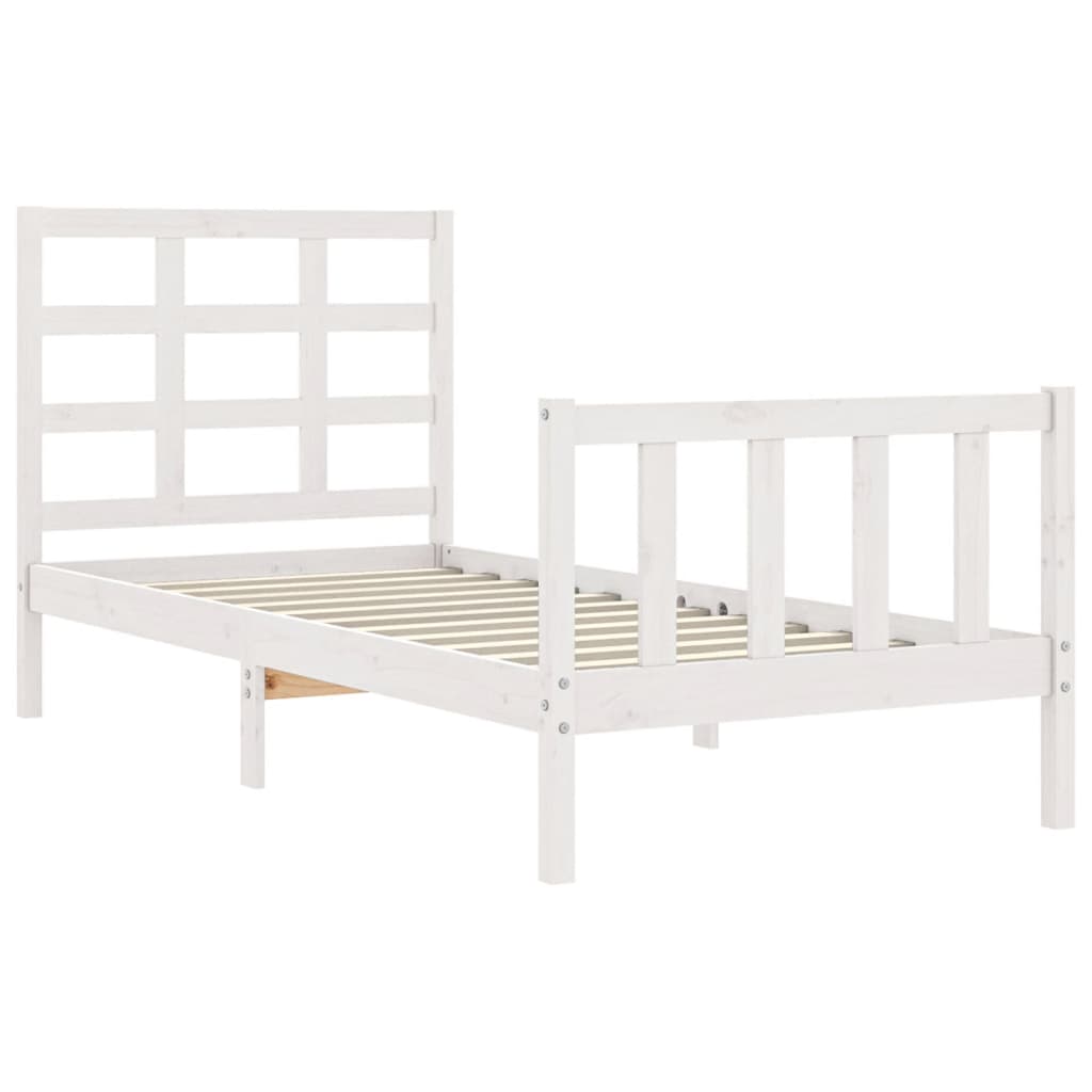 Bed frame without mattress white 90x200 cm solid pine wood