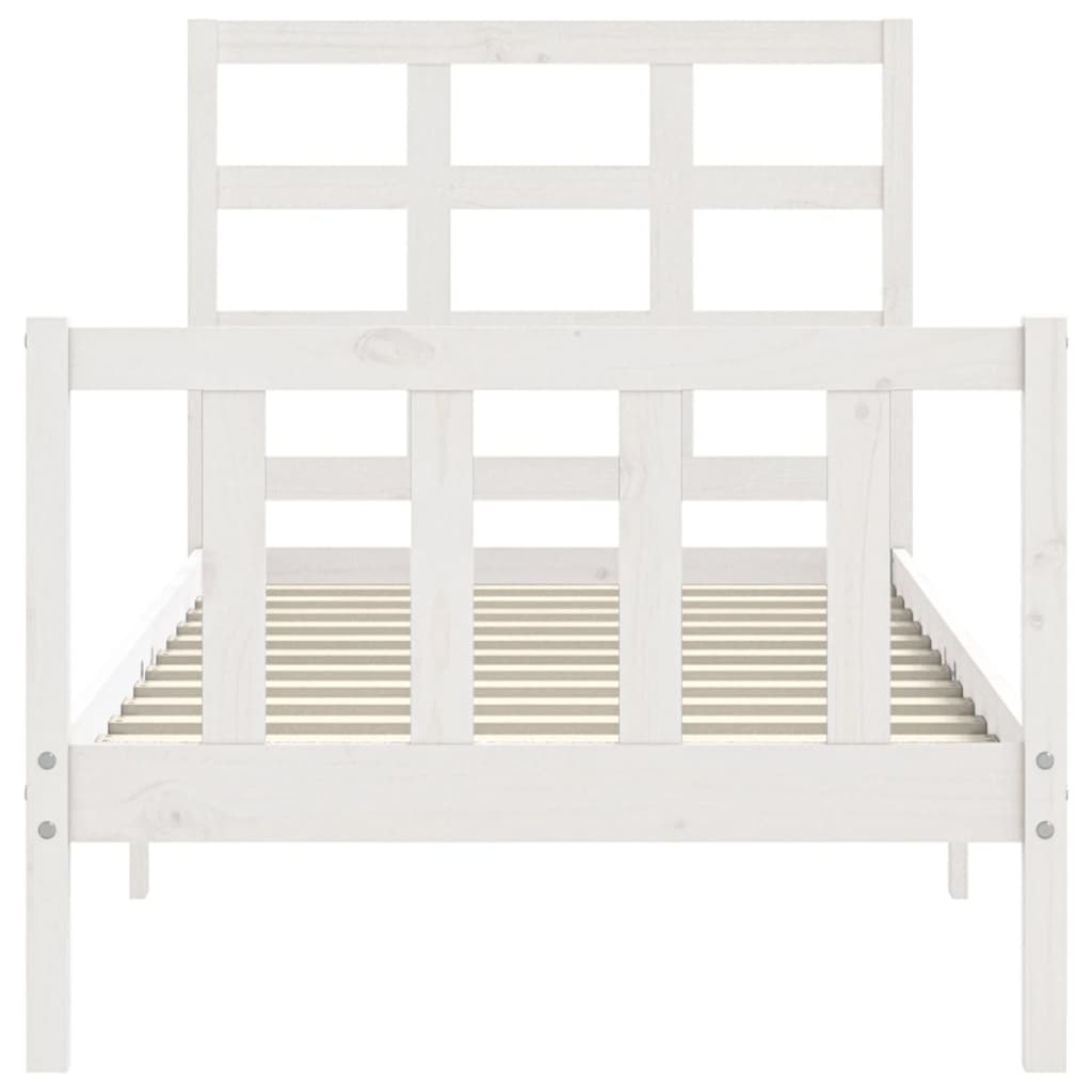 Bed frame without mattress white 90x200 cm solid pine wood