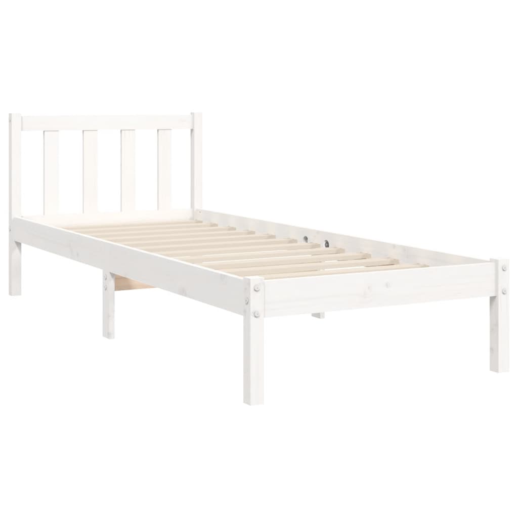 Bed frame without mattress white 90x200 cm solid pine wood