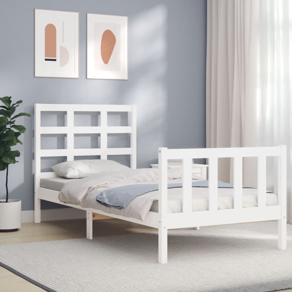 Bed frame without mattress white 90x200 cm solid pine wood