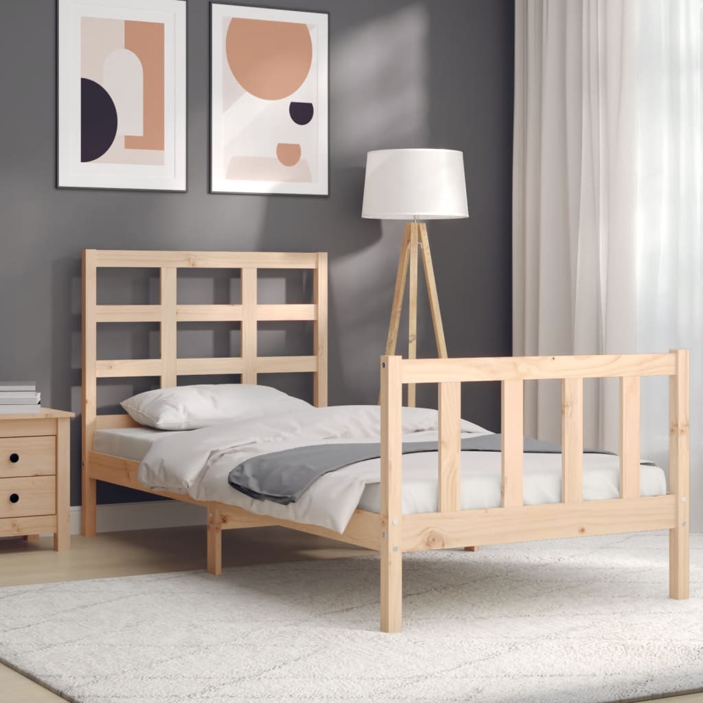 Bed frame without mattress 100x200 cm solid pine wood