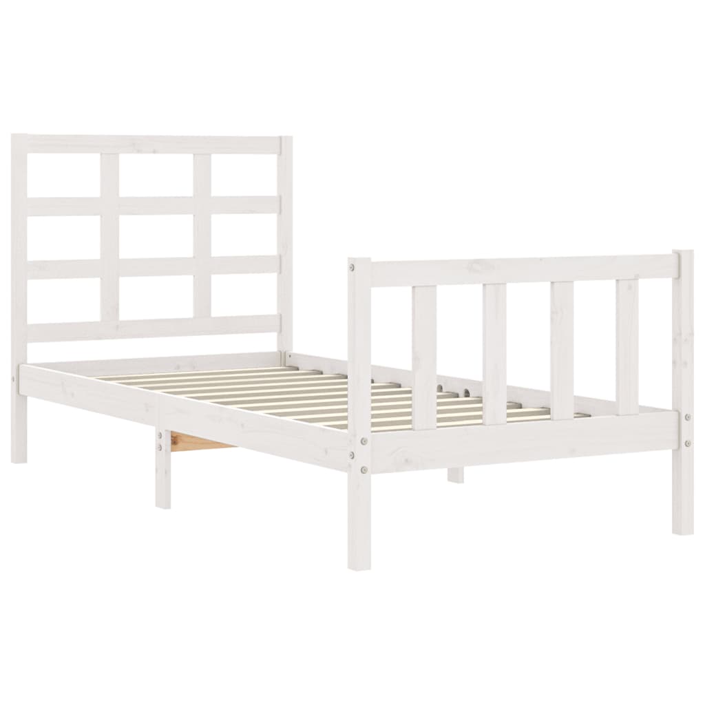 Cadre de lit sans matelas blanc 100x200 cm bois de pin massif